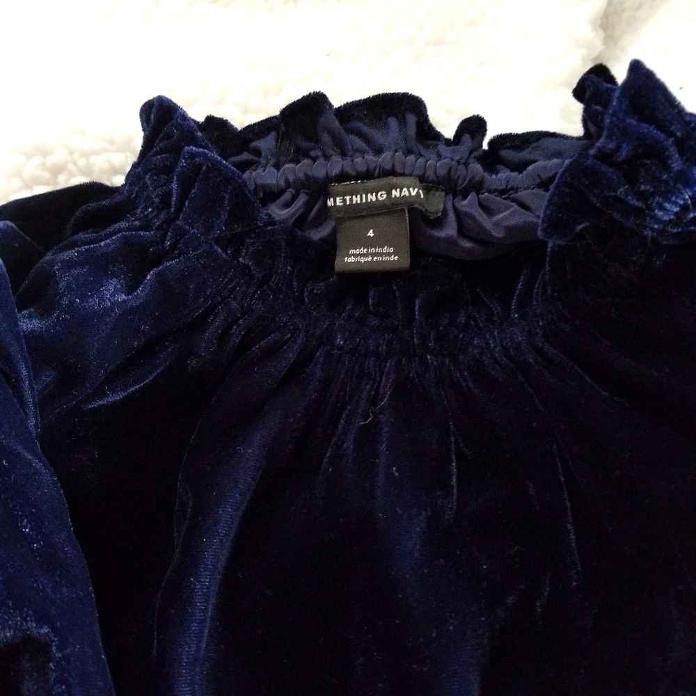 Toddler girl lush velvet deep blue dress